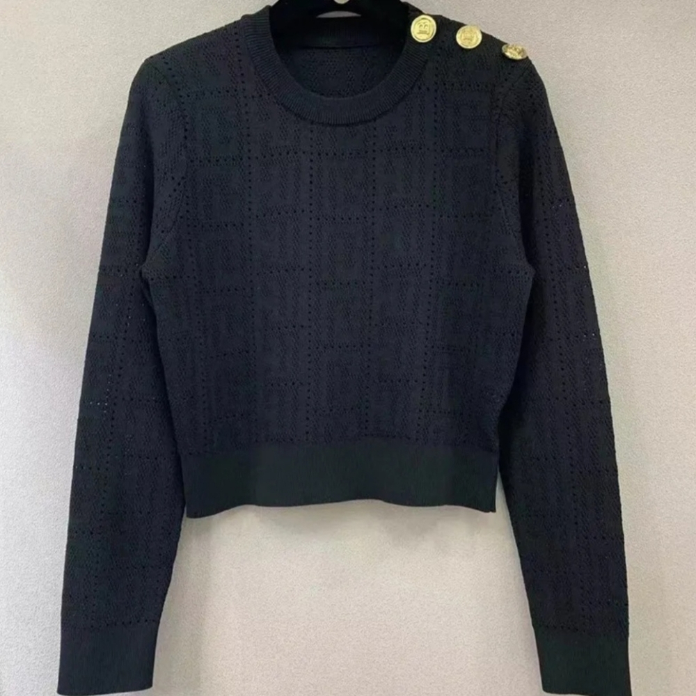 Jacquard Black Knit Sweater